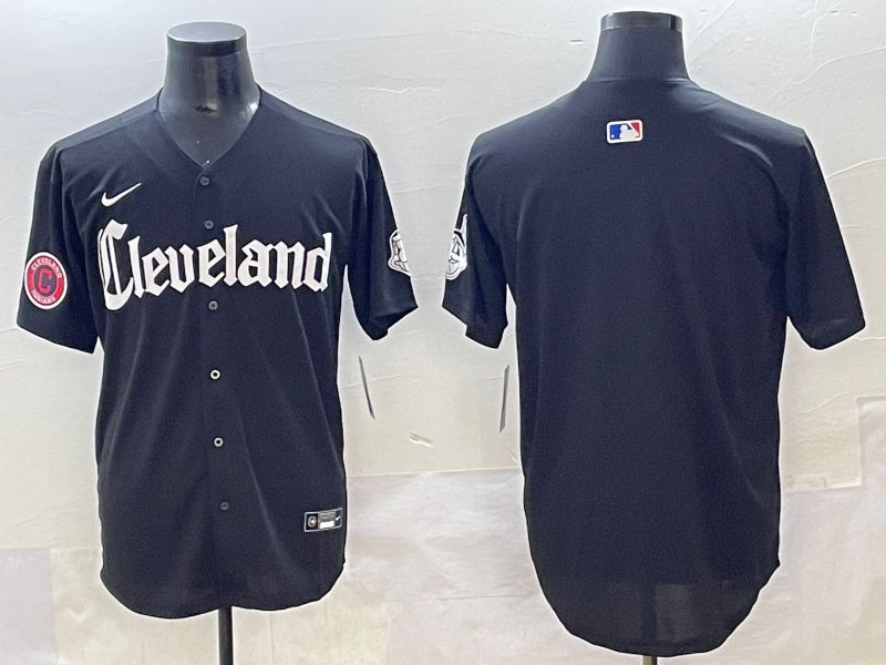 Men 2025 Cleveland Indians Blank Black Five generations Joint Name Nike MLB Jersey style 3->cleveland indians->MLB Jersey